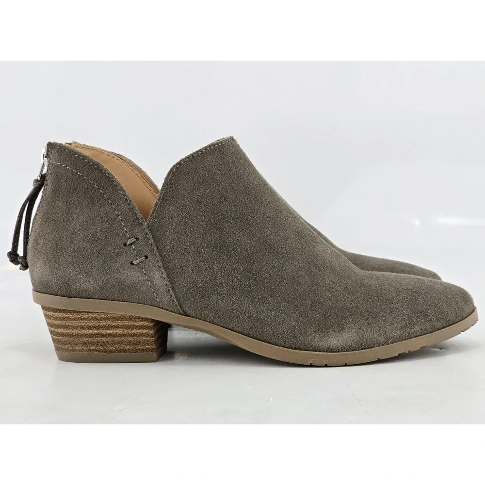 Kenneth Cole Reaction Sideway Ankle Boots Women 6 Grey Suede Zip Back
